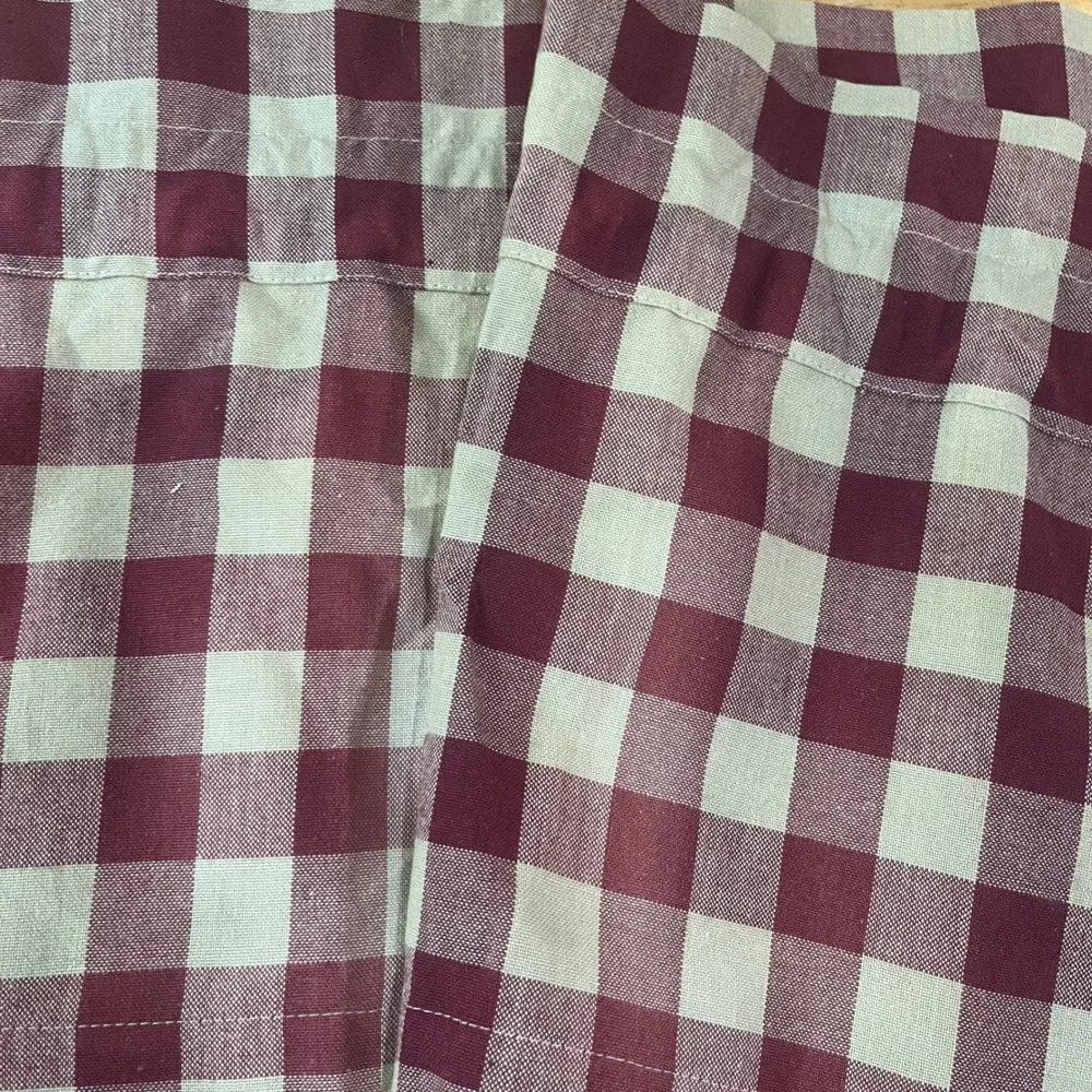 Park Designs Burgundy Tan Buffalo Check Gingham Valance 70x14 Rod Pocket